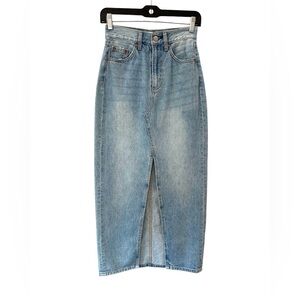 Aritzia Denim Forum women’s 90s Vintage Maxi Denim Skirt 23 blue western boho